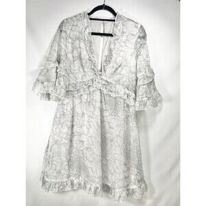 New Indikah Dress Floral Lined Keyhole Back Sz Medium Ruffle Chiffon Lightweight